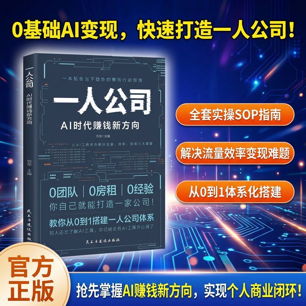 全场大促一人公司  AI 时代赚钱新方向 AI 副业变现创业实用教程One-man company is a new way to make money in the AI era.