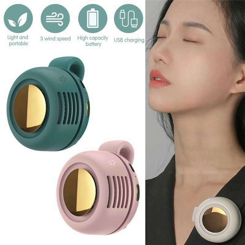 Kipas senyap mudah alih, kipas mini tanpa bilah, boleh laras 3 kelajuan, kipas pinggang gantung, klip badan berputar, mudah alih