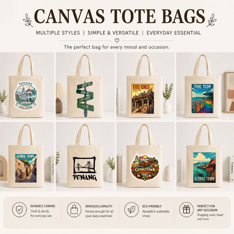 PULAU PINANG SERIES Limited Edition Canvas Tote Bag – Extra Spacious & Durable 2026