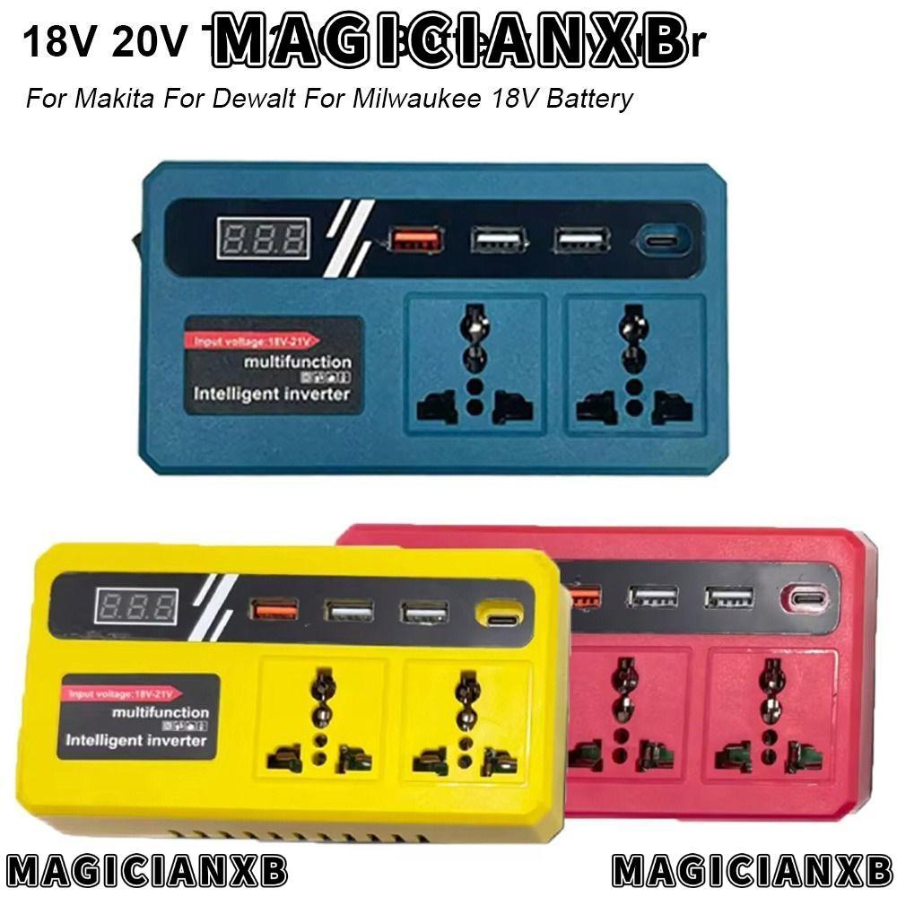 MAGICIANXB 1Pcs Smart Transformer, 18v 20v To 220v Multifunctional Battery Inverter, 120W Household Dual Plug Outdoor Work Inverter