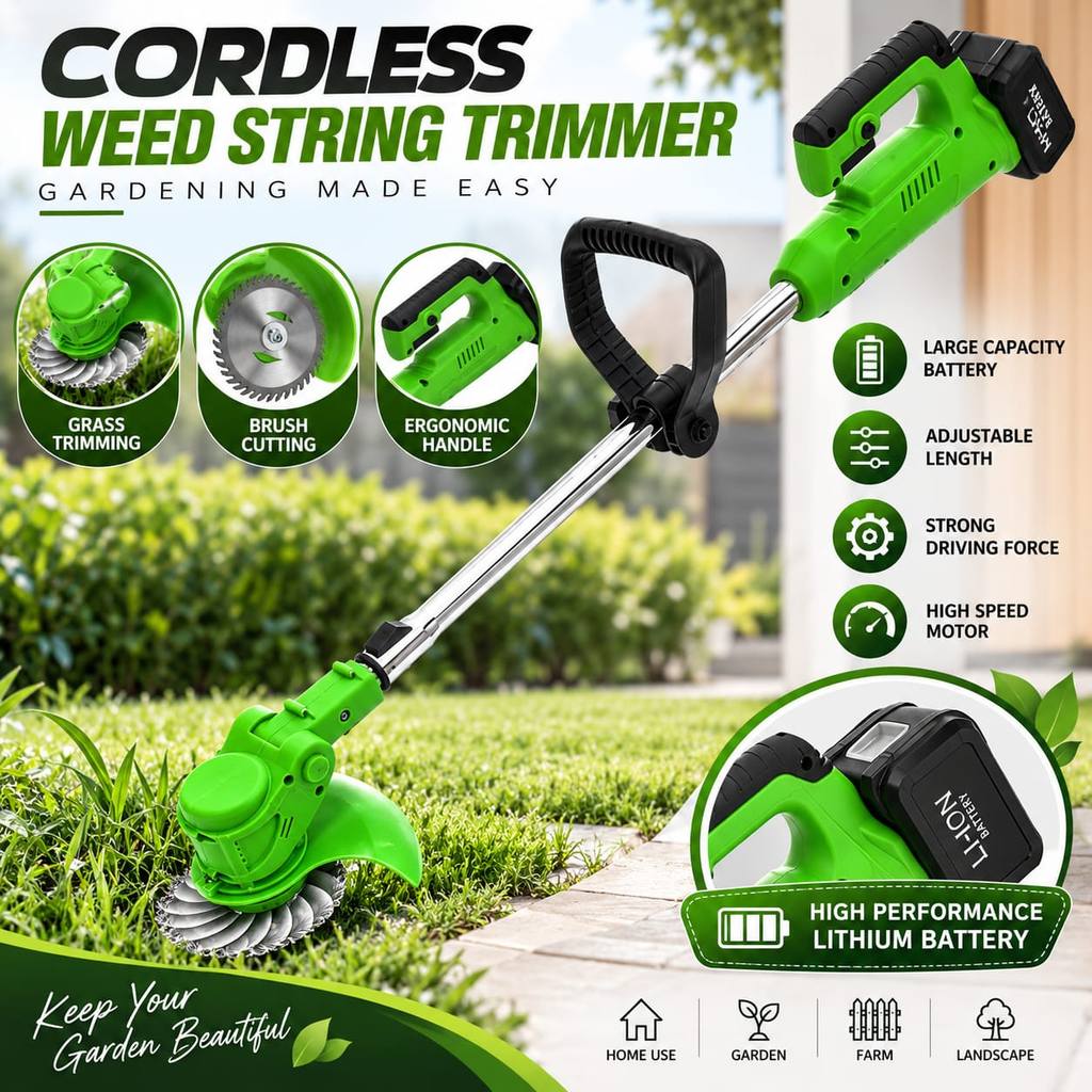 Electric Grass Trimmer Cutter Cordless Lawn Mower Garden Tools Mesin Potong Rumput Multi-Function Grass Cutter