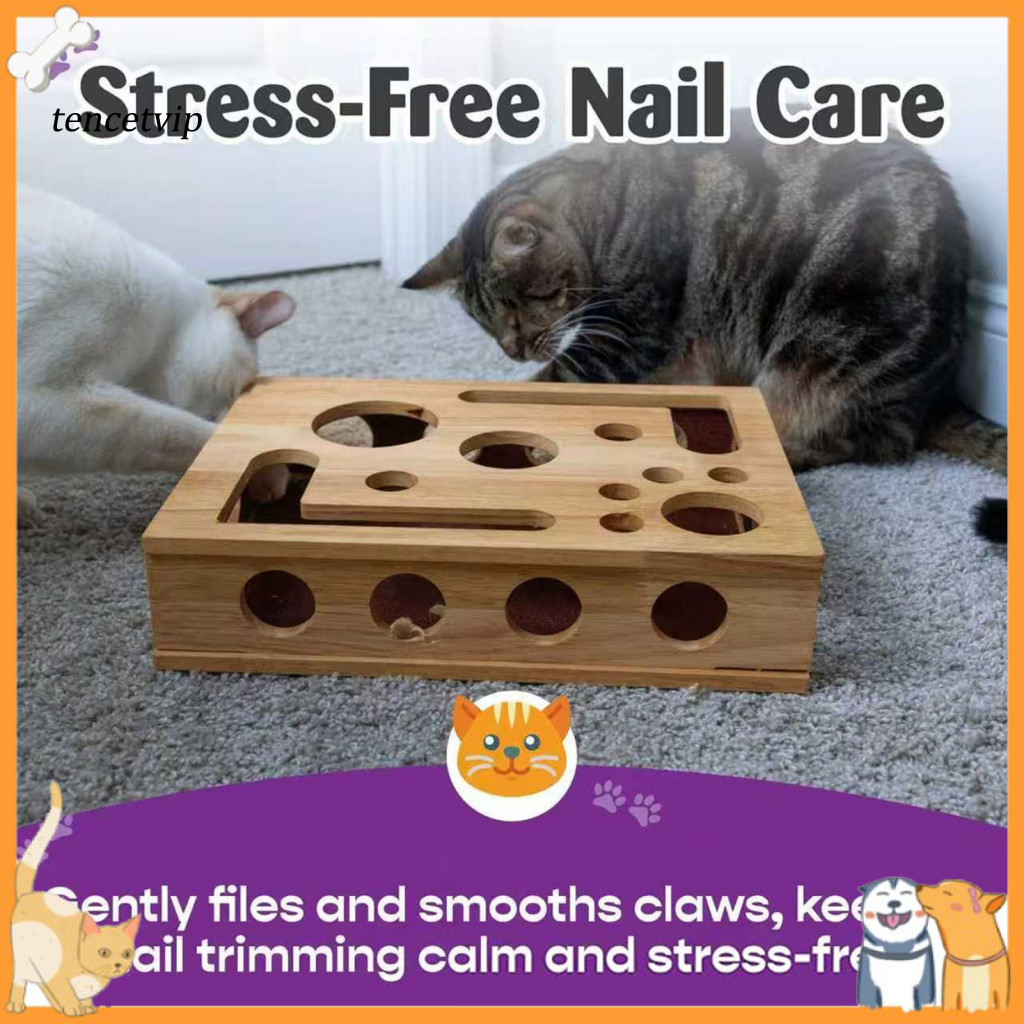 Sustainable Cat Scratching Box Environmentally Cat Toy Wooden Cat Scratching Toy Box for Healthy Indoor Cats Enrichment Puzzle Nail File Scratcher Safe for Southeast