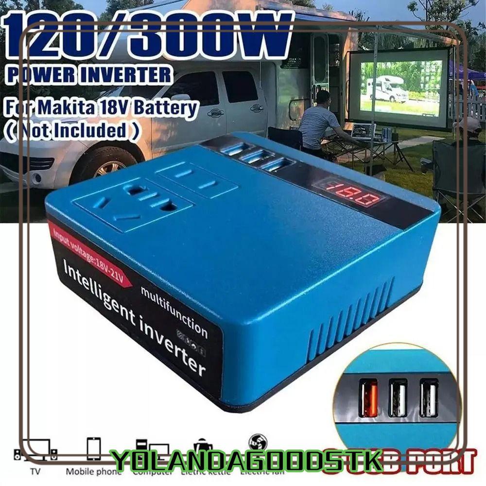 IYOLANDAGOODS1 1Pcs Smart Transformer, 18V 20V To 220V Multifunctional Battery Inverter, Dual Plug 120W Household Outdoor Work Inverter
