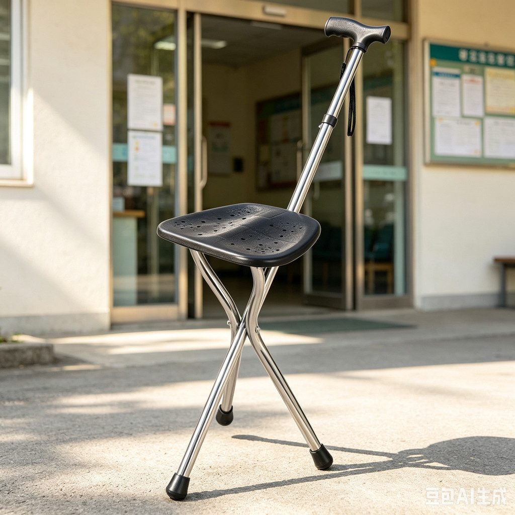 Walking Cane Stool Elderly Anti-slip Folding Walking Cane Chair、walking aid、 cane、tongkat orang tua、tongkat lipat、tongkat 4 kaki、Foldable stick for elderly、 kaki 4、拐杖椅子