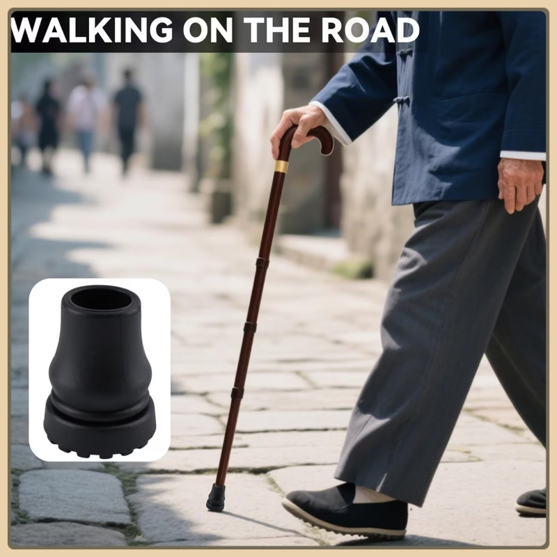 Non Slip Rubber Cane Tip Walking Stick Crutch Bottom Pad Replacement For Elderly Outdoor Walking Penutup Kaki Tongkat