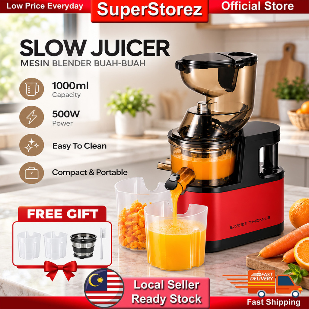 Superstore Slow Juicer Machine 500W Heavy Duty Blender Cold Press Juicer Extractor Mesin Perah Jus Buah Sayur Segar