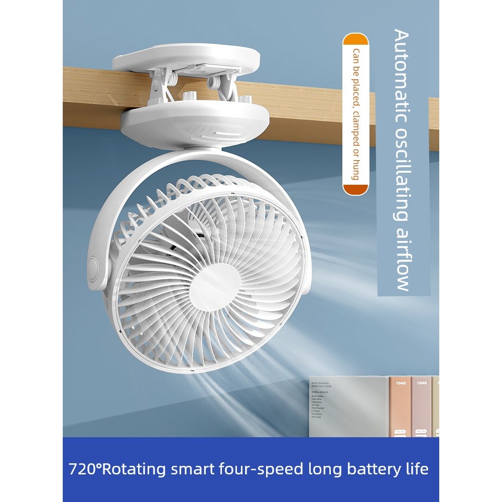 kipas angin meja p Kipas dinding mini Cassidov USB Small Fan Mini Rechargeable Student Dormitory Bed Portable Desktop Office Household Clip-On High Wind Table Baby Small Car Desktop Clip-On Fan
