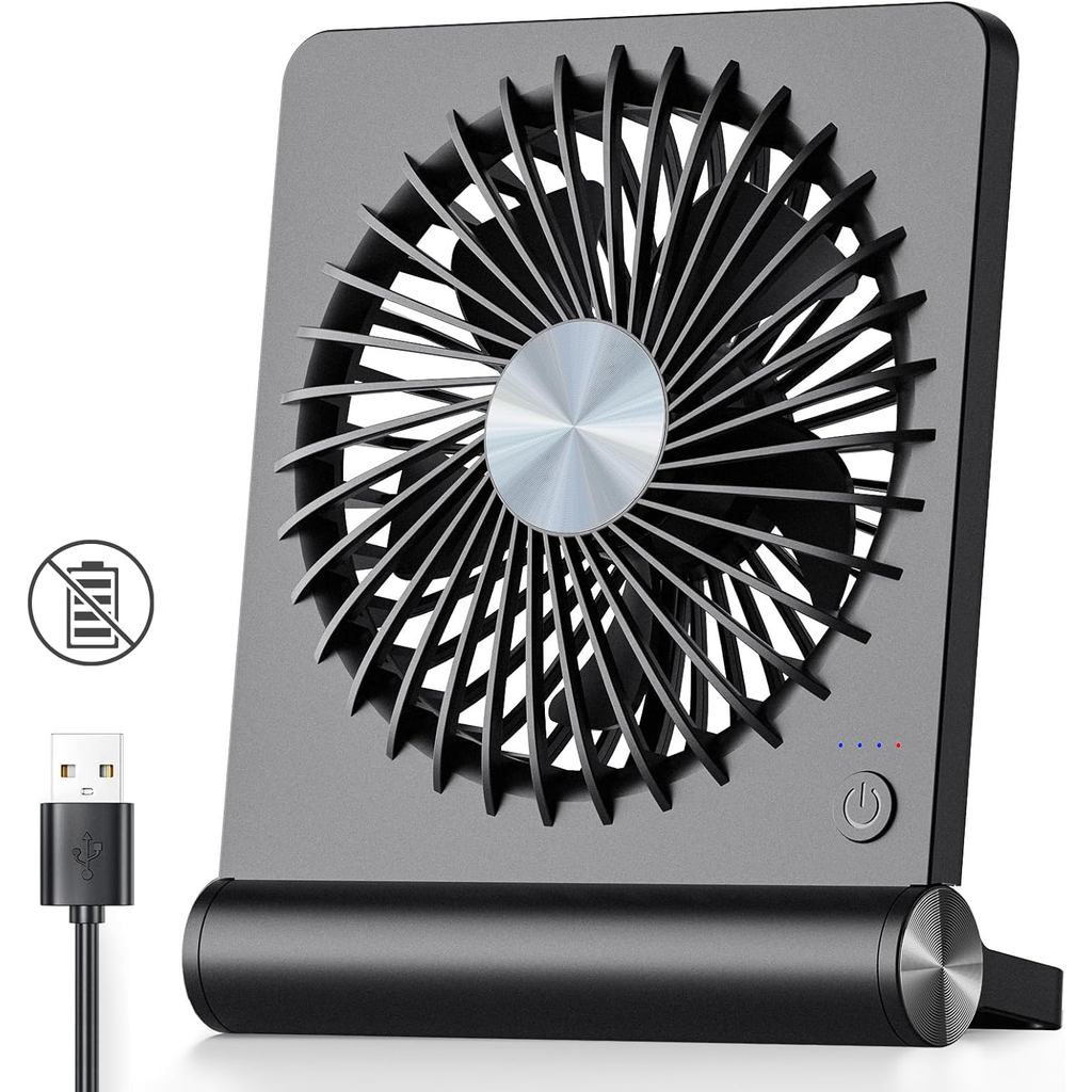 Kipas USB Koonie, Angin Kuat Ultra Senyap Kipas Meja Kecil 220 °   Kipas Peribadi Lipat Boleh Laras 3 Kelajuan Dikuasakan USB-C untuk Meja Rumah dan Pejabat, Warna Hitam, TIADA BATERI
