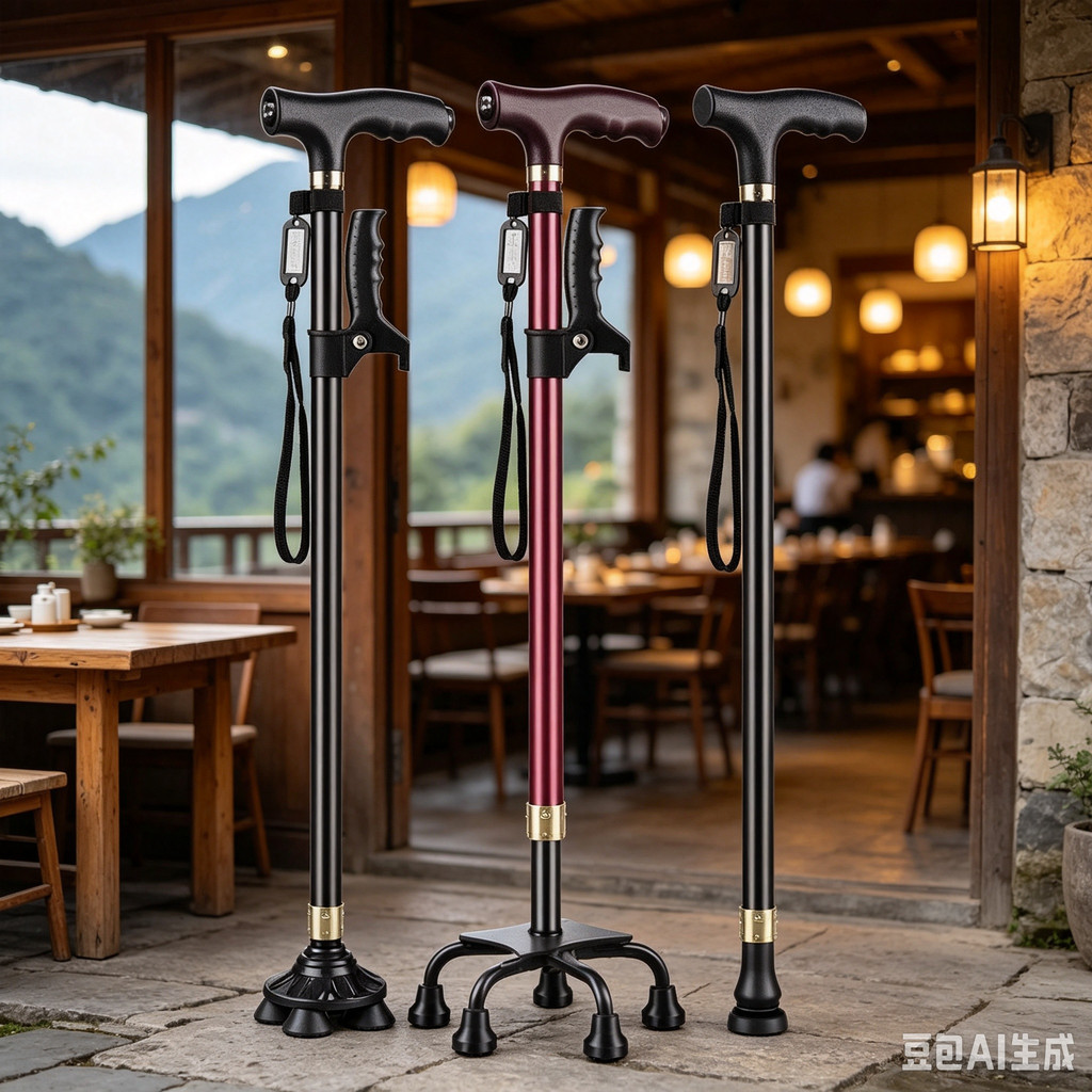 Elderly Crutches Shock-resistant Crutches Big Four-legged Cane、-*&***&&-&*&&-*-&&--*&***-**、walking aid、walking cane、tongkat orang tua、tongkat lipat、 4 kaki、Foldable walking stick for elderly、tongkat kaki 4、拐杖椅子