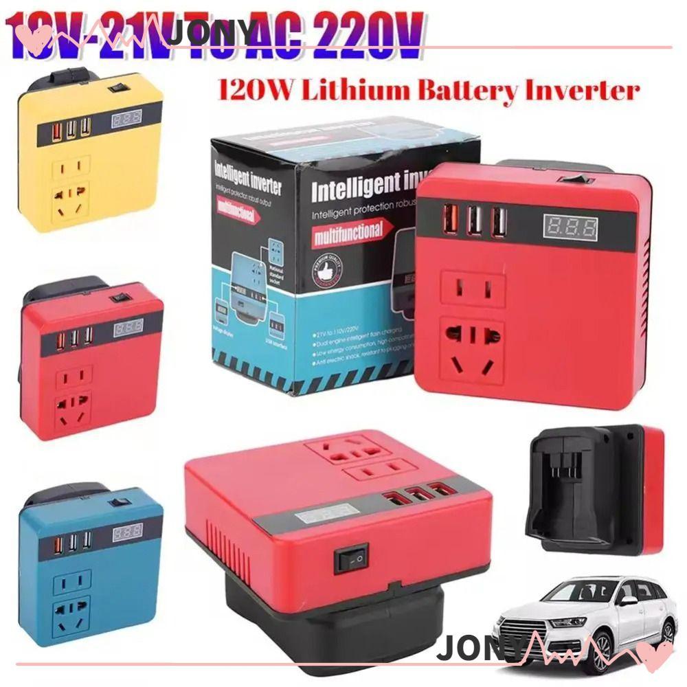 JONYPH 1Pcs Smart Transformer, Dual Plug 18V 20V To 220V Battery Inverter, 120W Household Multifunctional Outdoor Work Inverter For Makita For Dewalt For Milwaukee 18V Battery