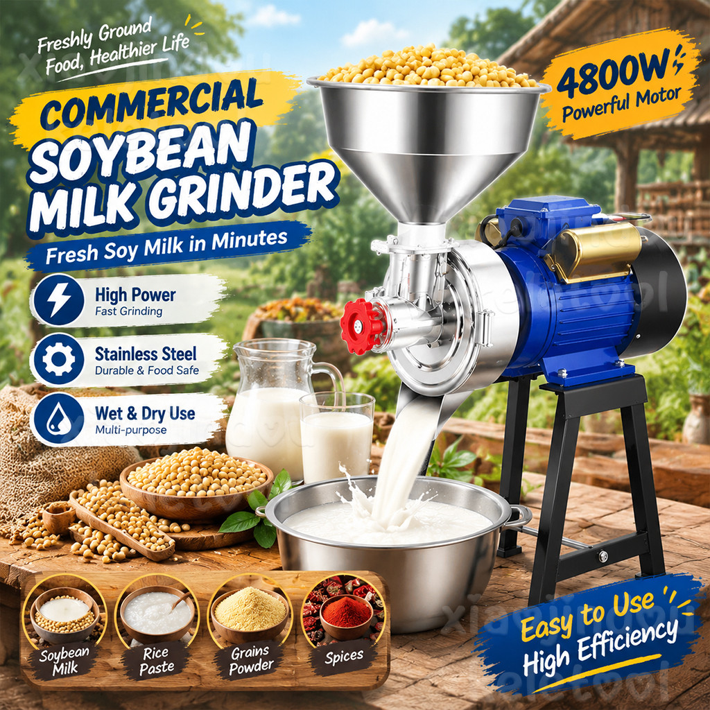 2IN1 Wet Dry Electric Grain Mill 5500W Mesin Pengisar Serbaguna Stainless Steel Corn Grinder Soybean Milk Machine Spice Cereal Powder Grinding Machine Home & Shop 干湿两用研磨机