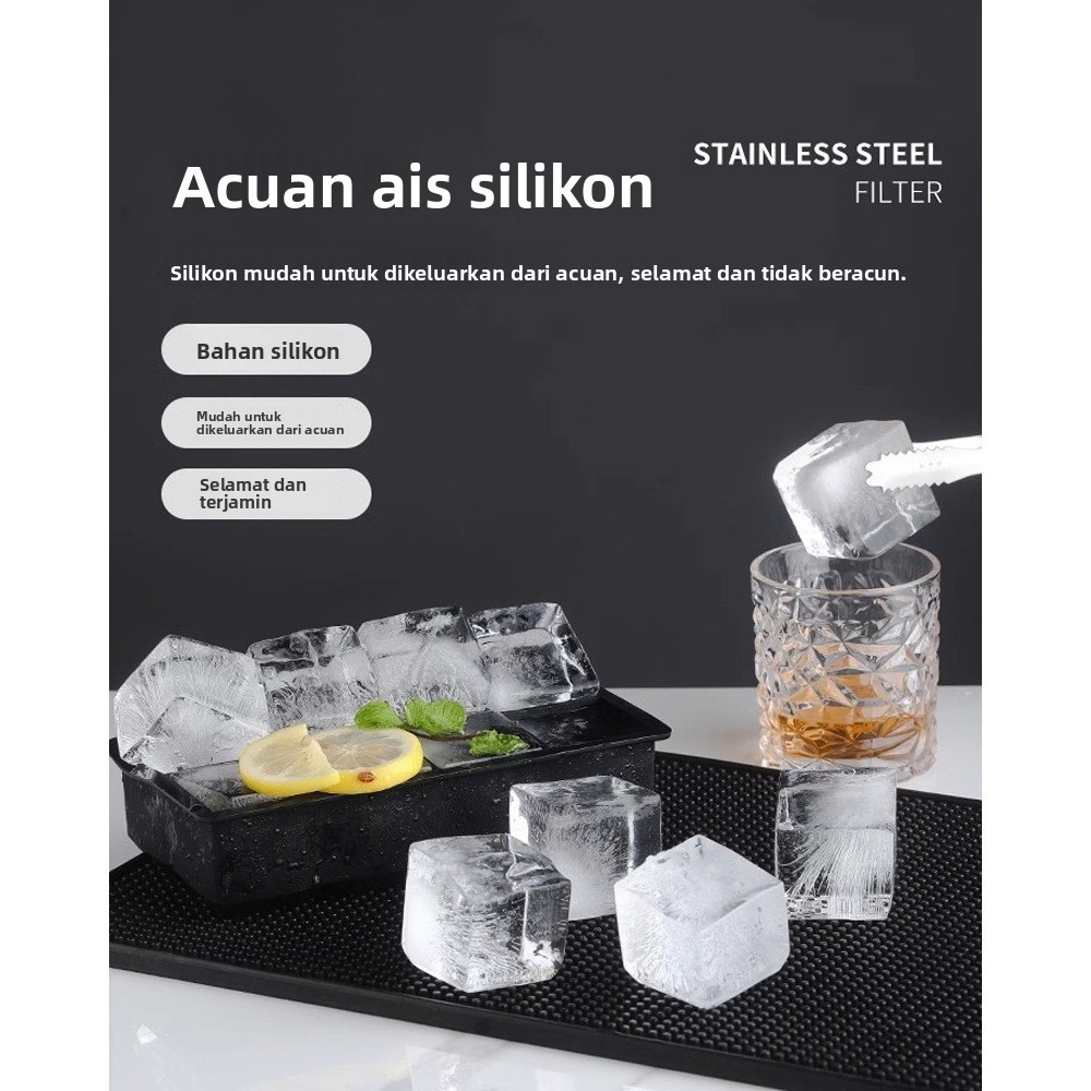 [Tersedia] [Ice Tray / Acuan Ais] Dulang ais silikon gred makanan rentas sempadan dengan penutup, mudah dikeluarkan, acuan kiub wiski, kotak pembuat rumah - Dulang Silikon | Silicone Ice Tray | Acuan Aiskrim | Ice Cube Tray | Pembuat Ais