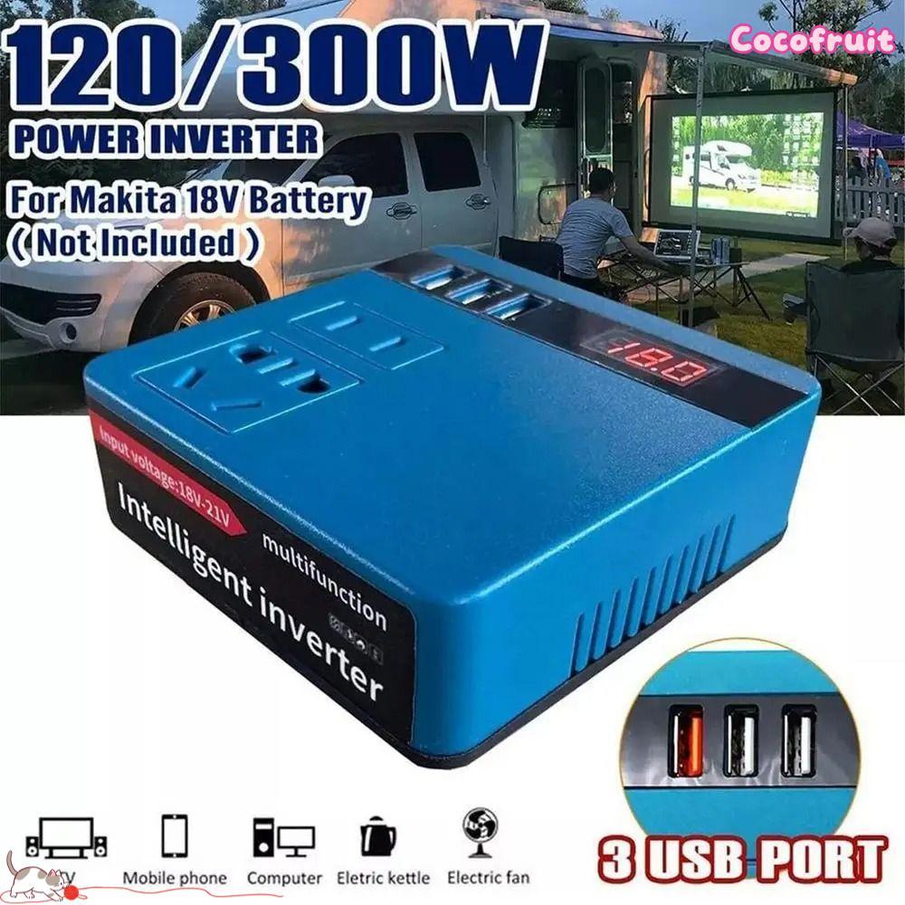 COCOFRUIT 1Pcs Smart Transformer, Dual Plug 120W Battery Inverter, 18V 20V To 220V Household Multifunctional Outdoor Work Inverter For Makita For Dewalt For Milwaukee 18V Battery