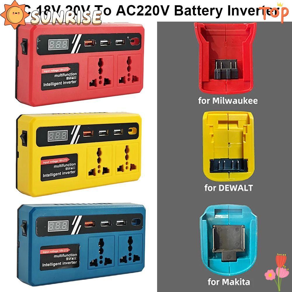 SUNRISE 1Pcs Battery Inverter, 18v 20v To 220v Multifunctional Smart Transformer, 120W Household with 4 USB LED Socket Outdoor Work Inverter