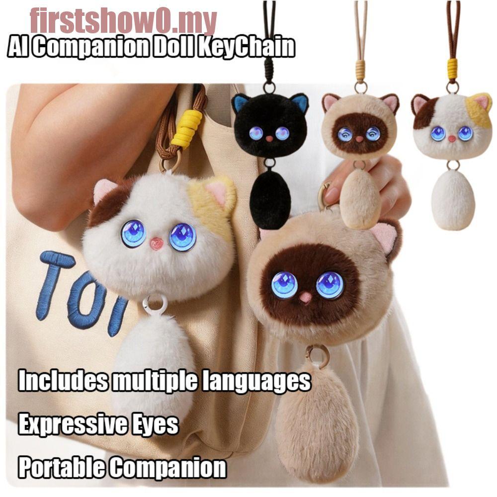 FIRSTSHOW AI Cat Plush Toy, AI Continuous Dialogue Intelligent Voice Communication AI Cat Spirit Pendant, Personal Companion AI Cute Pets Relaxing Chat AI Companion Doll KeyChain