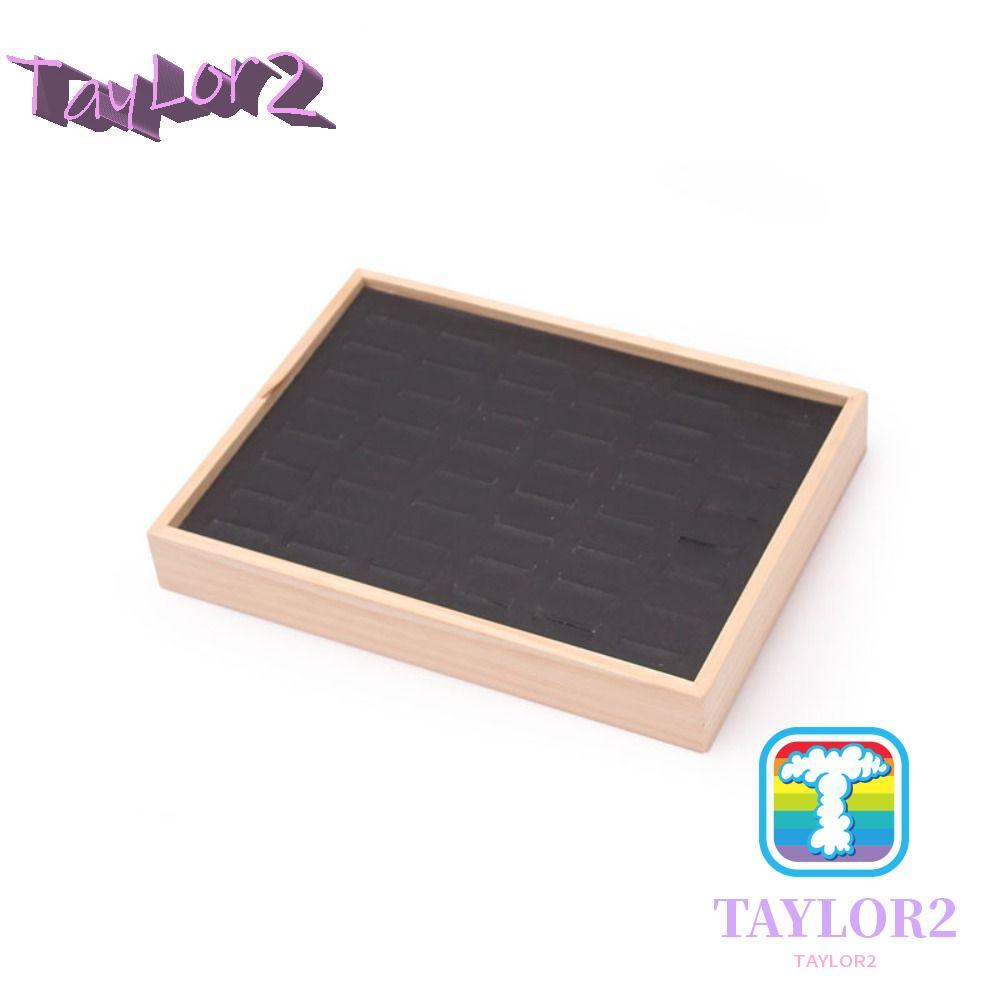 Ataylor Wood Rings Tray, Velvet Exquisite Earrings Display Tray, Simple Ear Studs Case…