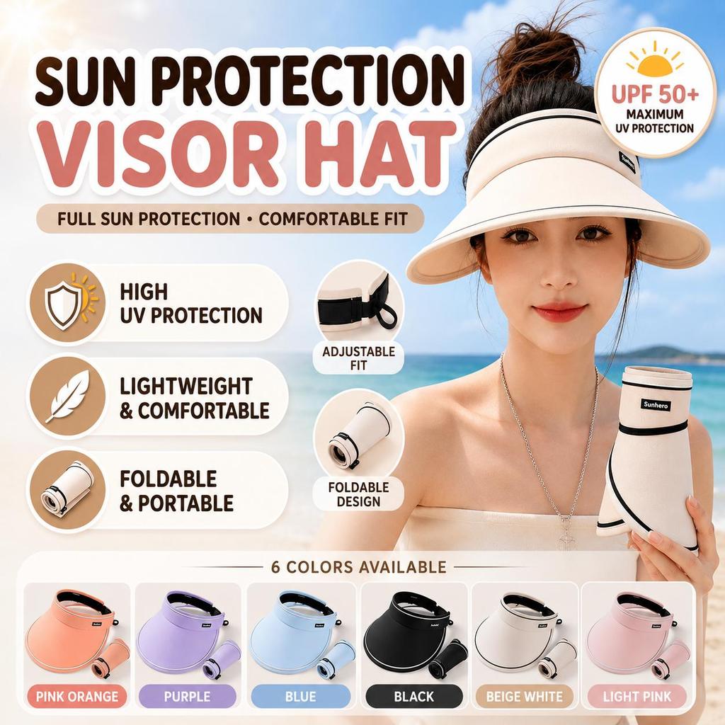 Foldable Summer Sunscreen Hat Anti-UV Sun Protection Outdoor Women Travel Beach Portable Cover Cap