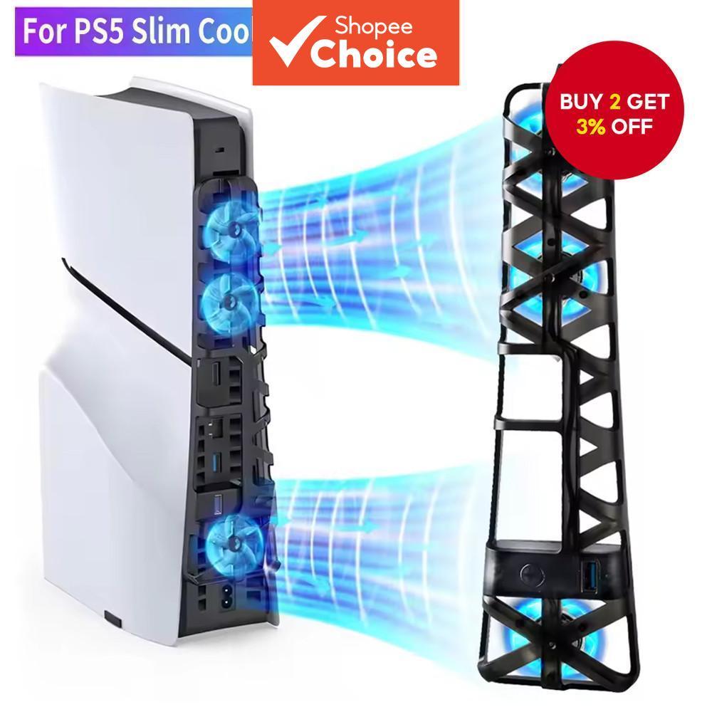 For PS5 Slim Accessories Cooling Fan with USB 3.0 Port Cooler For PlayStation 5 Slim Disc/Digital Console Cooling System Untuk Aksesori Kipas Penyejuk PS5 dengan Port USB 3.0 Penyejuk Untuk Sistem Penyejukan Konsol PS5 Slim Disc/Digital