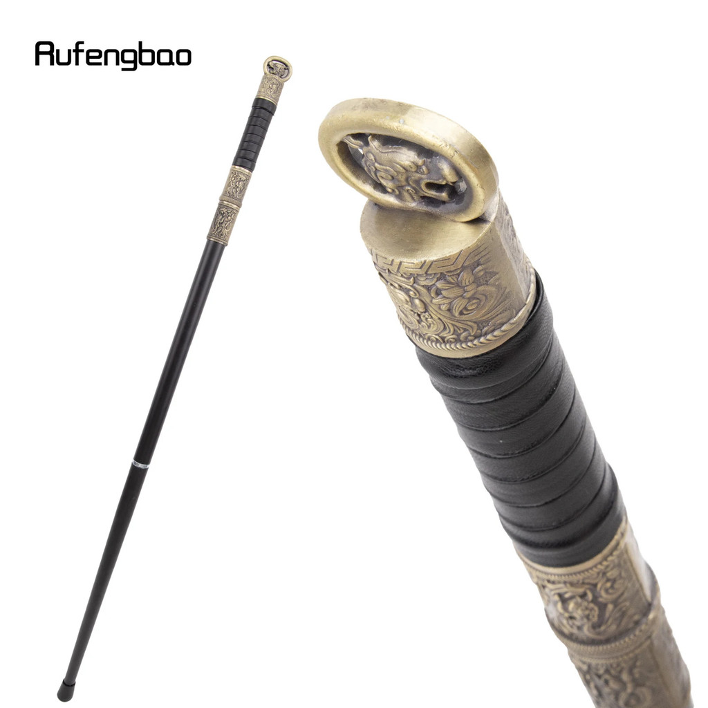 Pemegang Naga Hitam Tembaga Steampunk Tongkat Berjalan Fesyen Tongkat Tongkat Lelaki Crosier Tombol Tongkat Berjalan 97cm