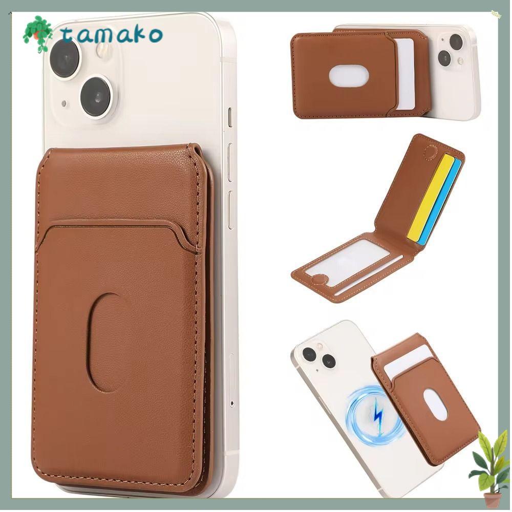 TAMAKO Wallet Stand, Accessories Safety Phone Card Holder, Premium Leather For Magsafe Wallet Anti-theft Leather Wallet for 16 15 14 13 Max