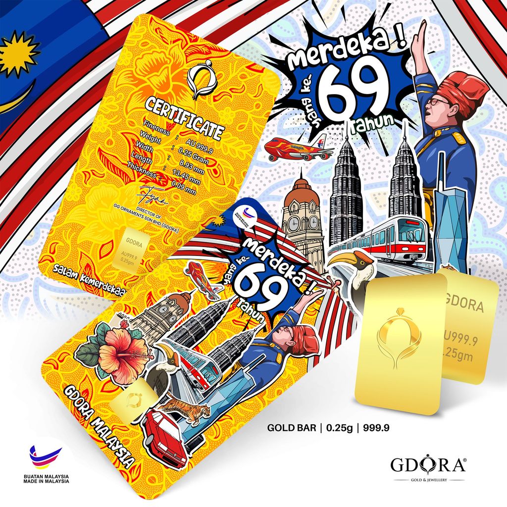 GDORA Gold Bar 0.25gram Merdeka 69 999.9