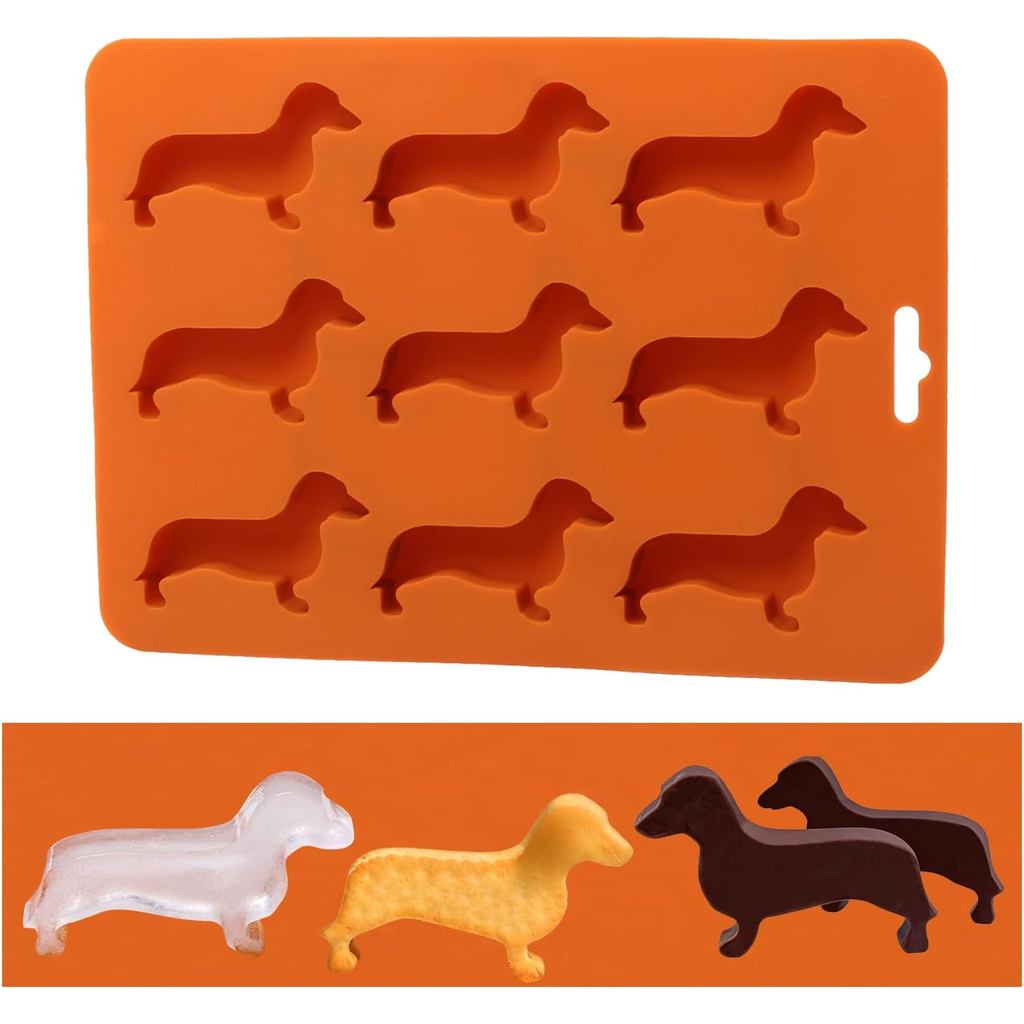 Bekas Ais Silikon Dachshund & Acuan Coklat, Acuan Silikon Bebas BPA, Bekas Ais Berbentuk, Acuan Ais Wiski, Silikon Mudah Dikeluarkan Berbentuk Anjing