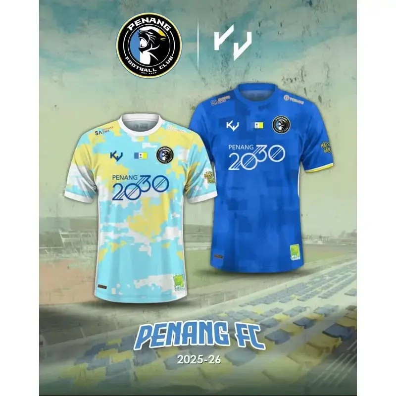 Jersi bola sepak rumah FC Penang, versi peminat, jersi kelab bola sepak, sesuai untuk lelaki dan wanita, musim 25-26, baharu, boleh diperibadikan nama/nombor.
