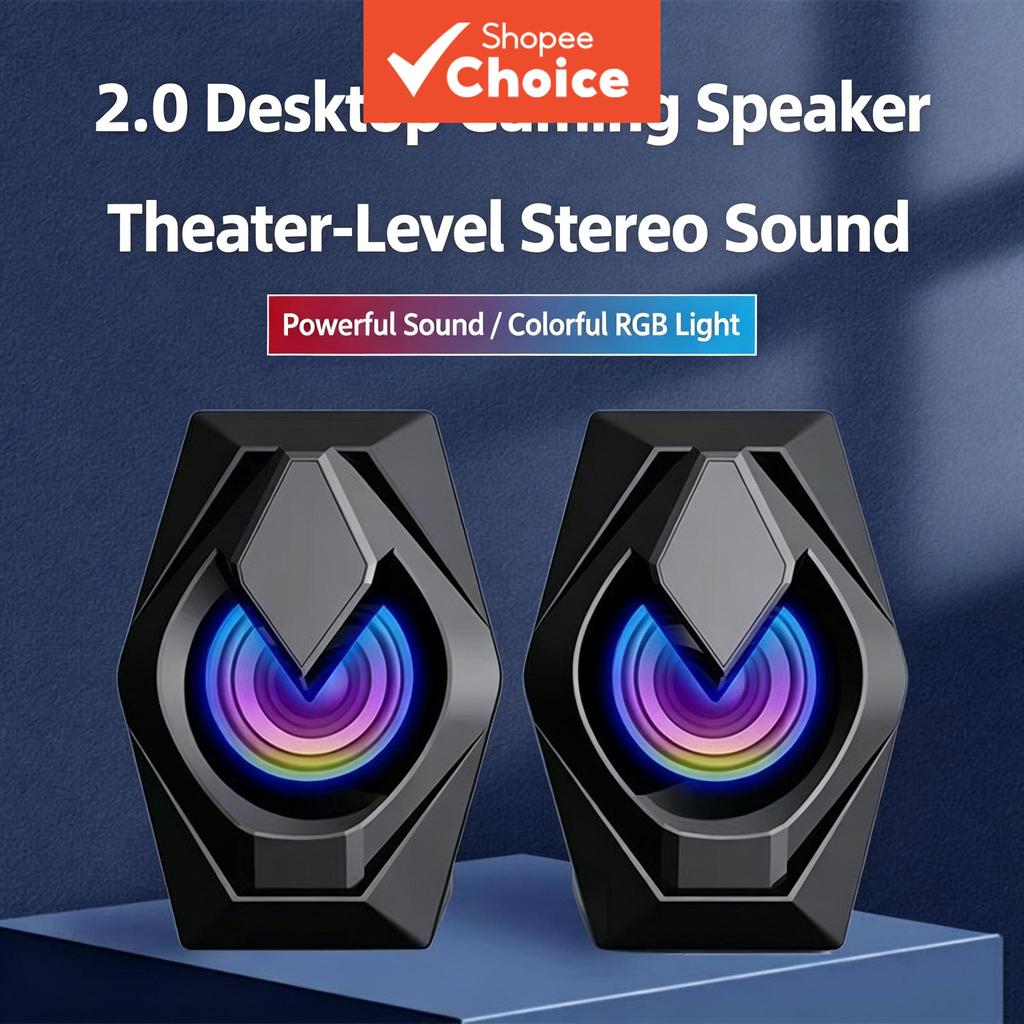 Computer Speaker Desktop Notebook Loud High-Quality Subwoofer RGB Audio Pembesar Suara Komputer Meja Buku Lali Kelantangan Tinggi Bass RGB Audio