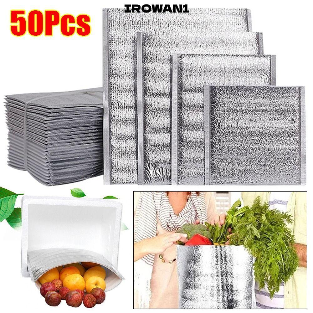 Irowan1 50Pcs/Pack Insulation Bag, Food Thermal Ice Cold Warm Aluminum Foil Bag, Delive…