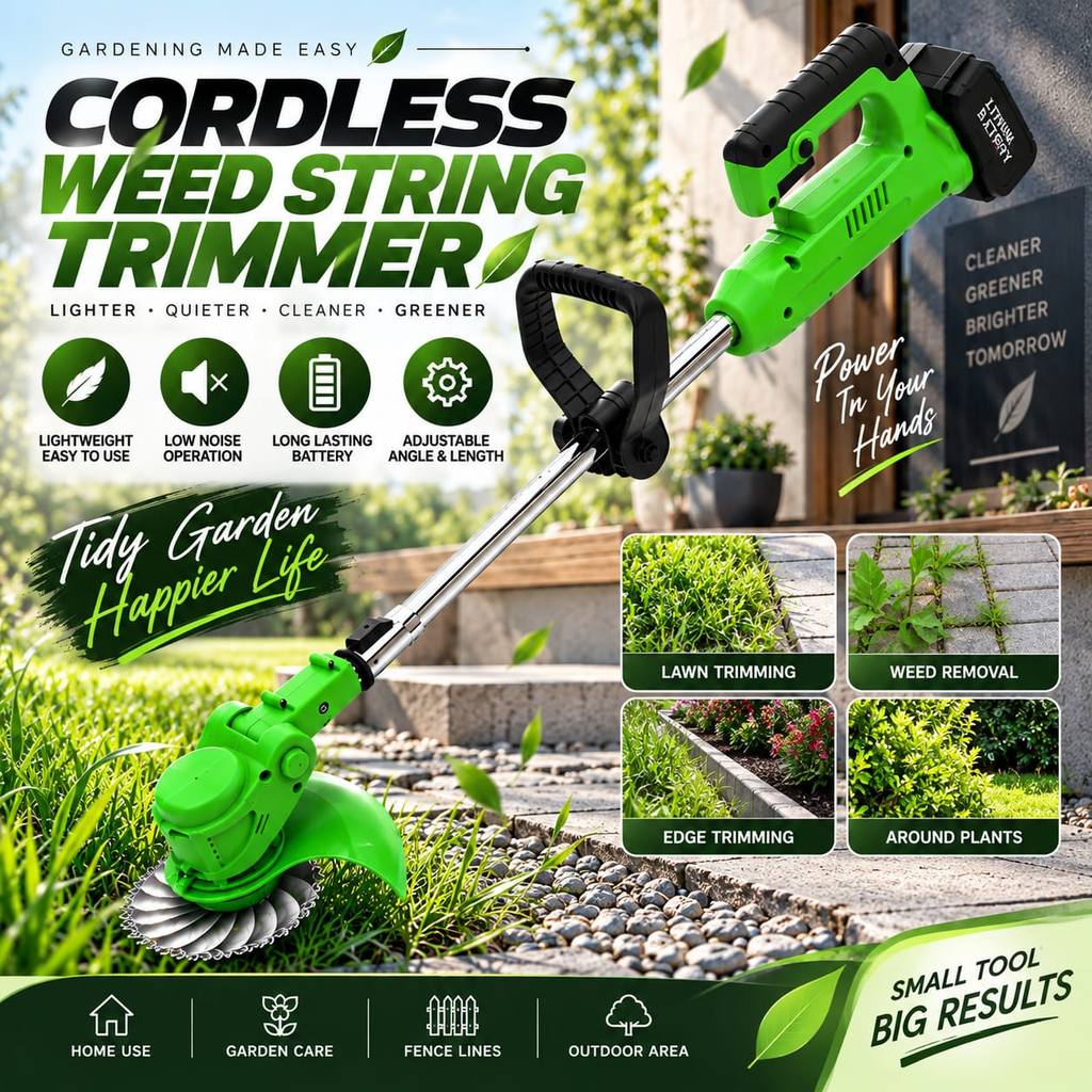 Electric Grass Trimmer Cutter Cordless Lawn Mower Garden Tools Mesin Potong Rumput Multi-Function Grass Cutter