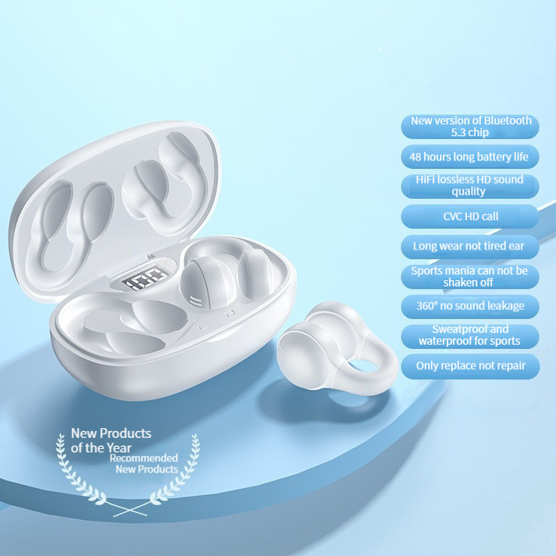 TWS X58 Ear Clip Earphone Wireless Bluetooth 5.3 Bone Conduction Sport Headphones With Mic HD Calls 