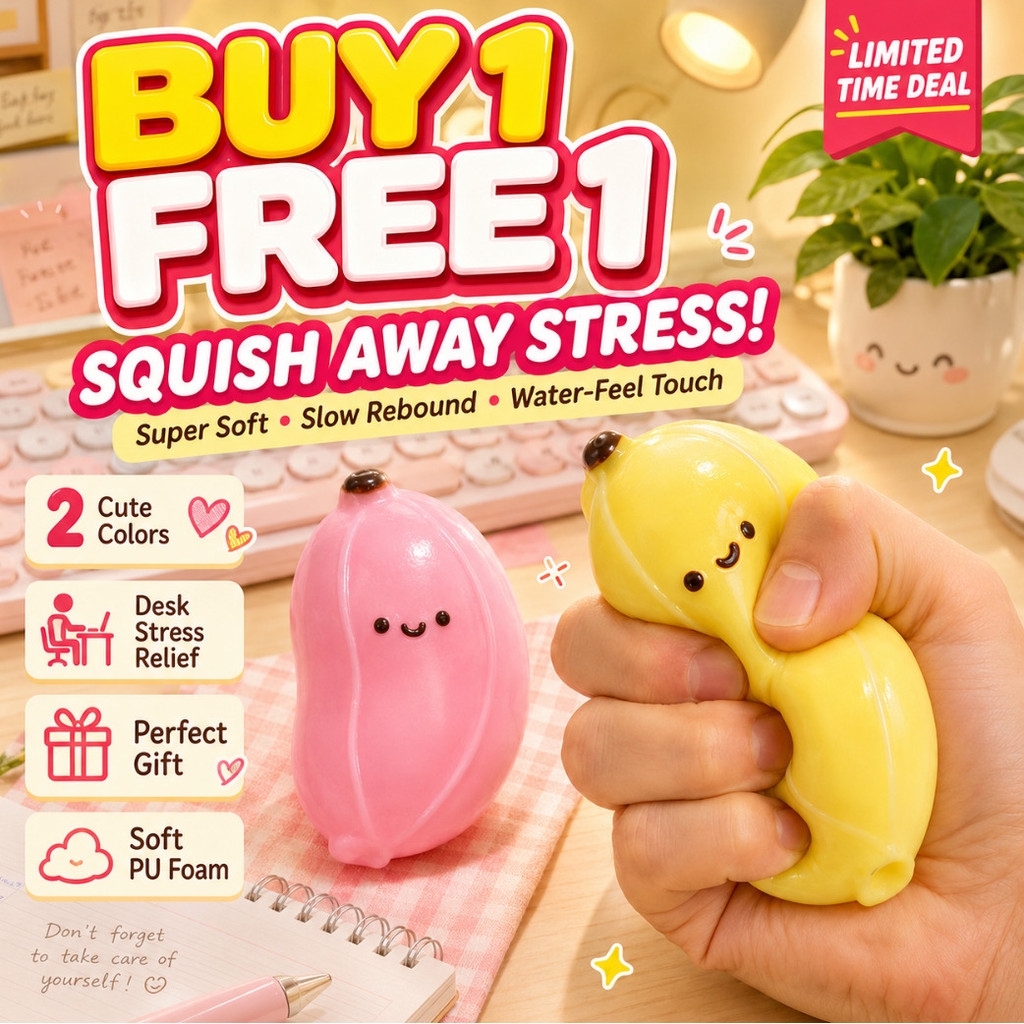 ✨BUY 1 FREE 1✨Banana Squishy Slow Rebound / Stress Relief Squeeze Toy for Adults / Super Soft PU Foam / Anxiety Relief Office Desk Fidget