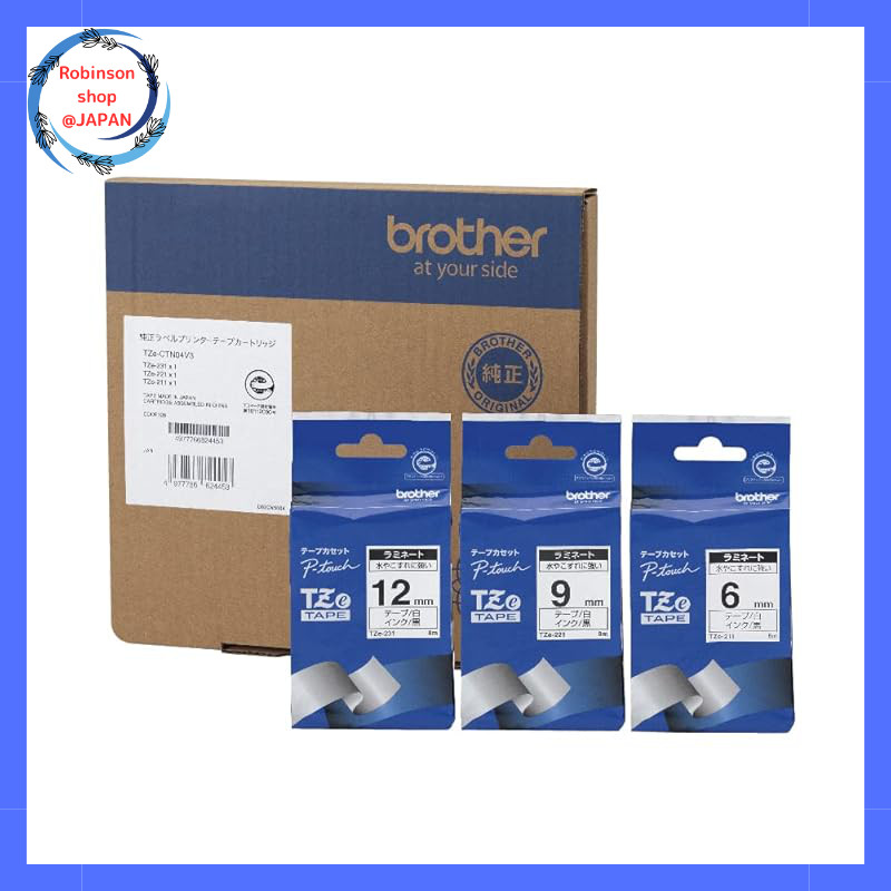 Brother Genuine P-touch Laminating Tape TZe-CTN04V3  White, White, White, Sizes: 12mm, 9mm, 6mm