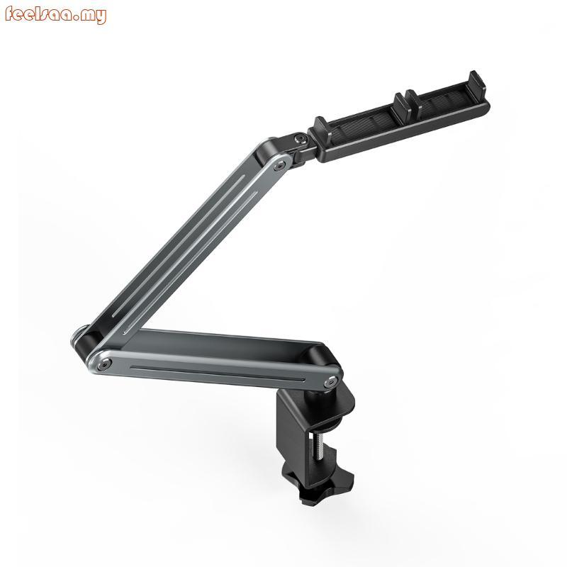 feelsaa Adjustable Desk Mount for Phones and Tablets with Folding Metal Holder Rotating Clamp Holder for Video Calls Rec