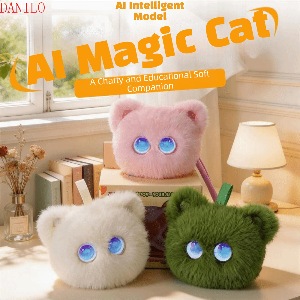 DANILO AI Plush Companion Pendant, Emotional Support Plush Interactive Talking AI Cat Keychain, Talking Plush AI Cute Pets Personal Companion AI Companion Figure