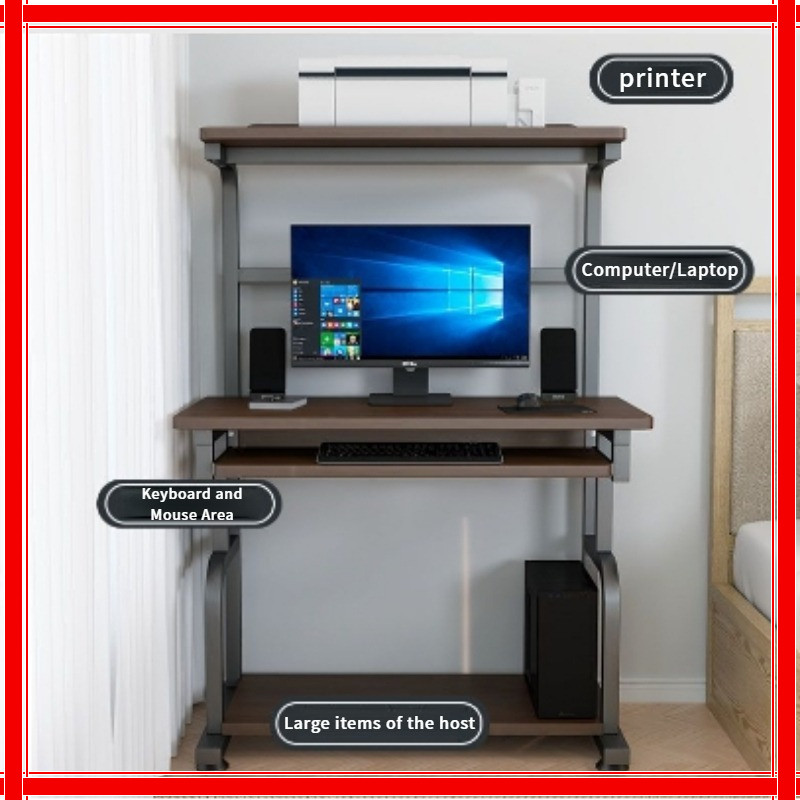 Desktop computer table home small bedroom study desk bookshelf integrated multifunctional printer desk办公桌，电脑桌