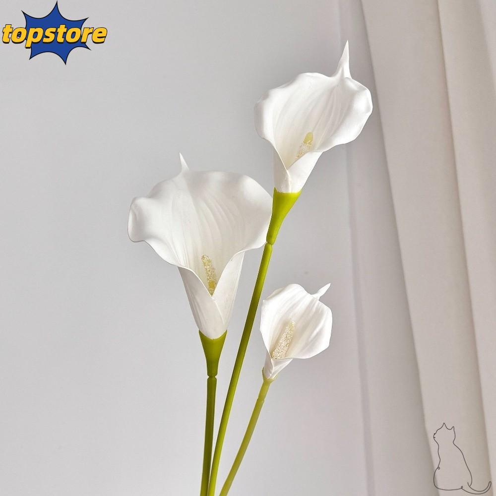 TOPSTORED Artificial Calla Lily Flowers, 75 Cm White Faux Plants,  Simulation EVA Wedding Bouquet Home Decor