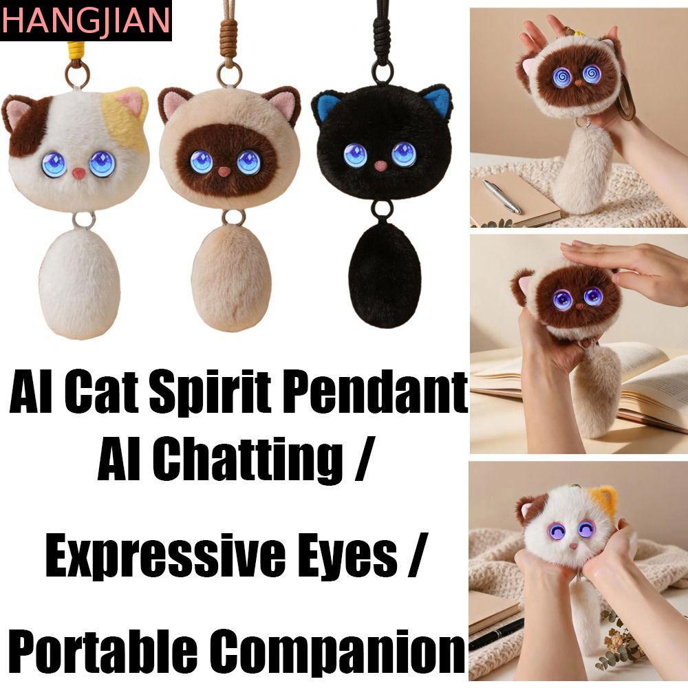 HANGJIAN AI Cat Plush Toy, AI Continuous Dialogue Intelligent Voice Communication AI Cat Spirit Pendant, Personal Companion AI Cute Pets AI Companion Doll KeyChain