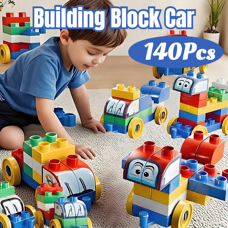 Building Blocks Car Toy Creative DIY Large Bricks Vehicles Trucks Kids Educational Toy Birthday Gift