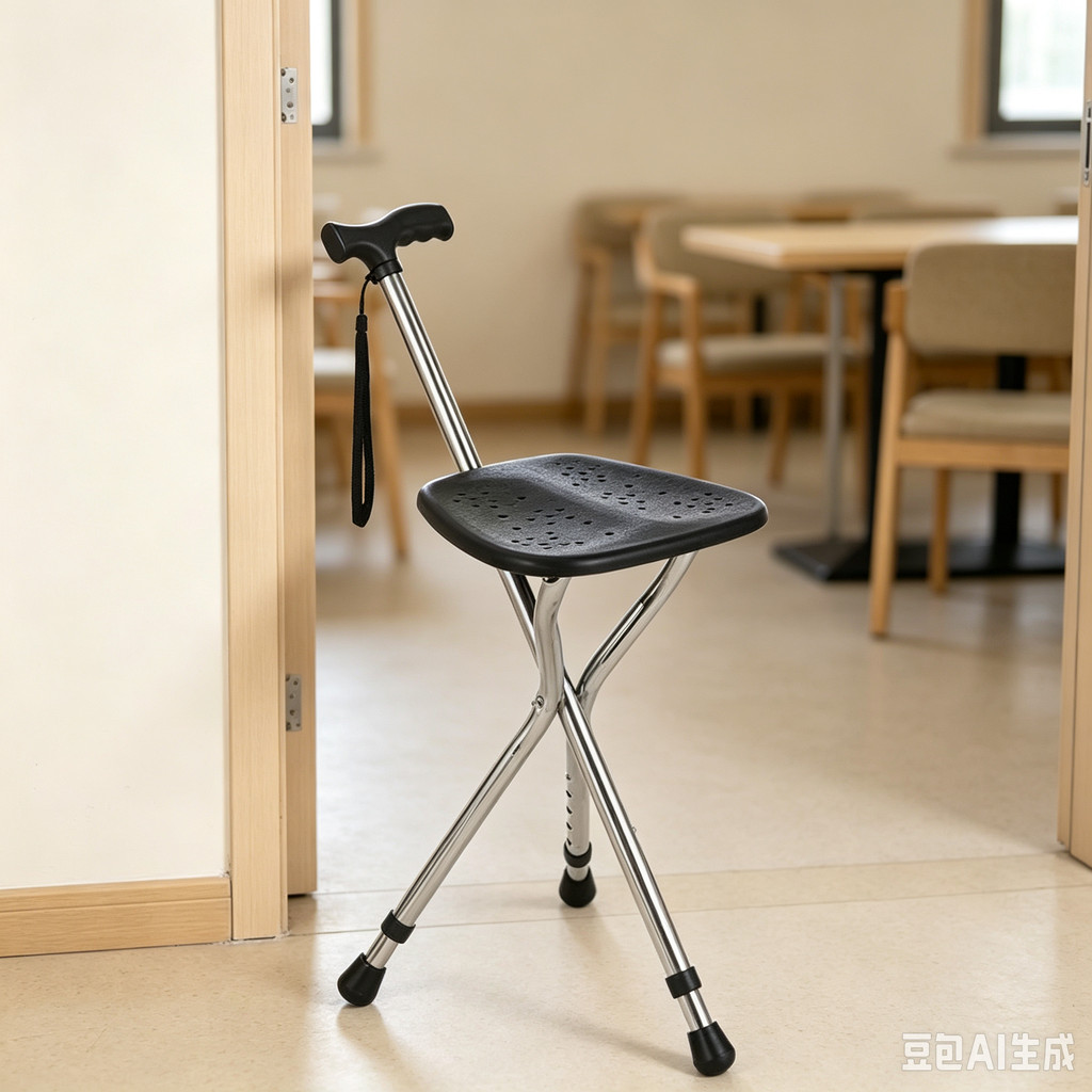 Walking Cane Stool Elderly Anti-Slip Folding Walking Cane Chair * -- * - ****** & - **、walking aid、tongkat orang tua、tongkat lipat、tongkat 4 kaki、Foldable stick for elderly、 kaki 4、拐杖椅子
