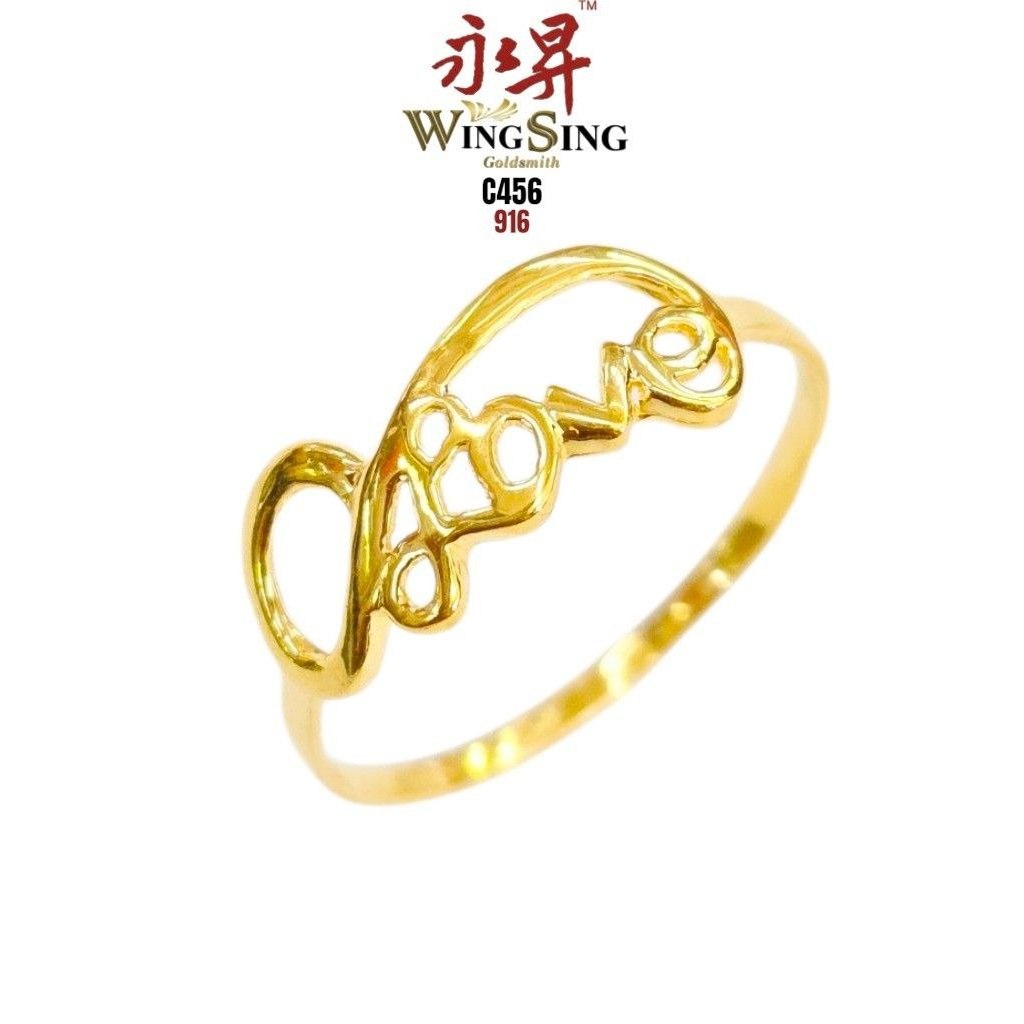 Wing Sing Cincin Love L.O.V.E Infinity Licin Bajet Tulen Emas 916 / 无限爱心916戒指 Golden 916 Budget Ring