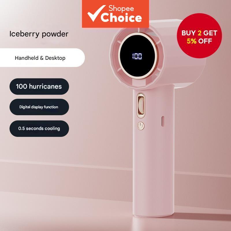  Portable Turbo Fan, High Speed, USB Charging, Handheld Fan, Digital Display, Small Handheld Fan  Kipas Turbo Mudah Alih, Berkelajuan Tinggi, Pengecasan USB, Kipas Genggam, Paparan Digital, Kipas Genggam Kecil