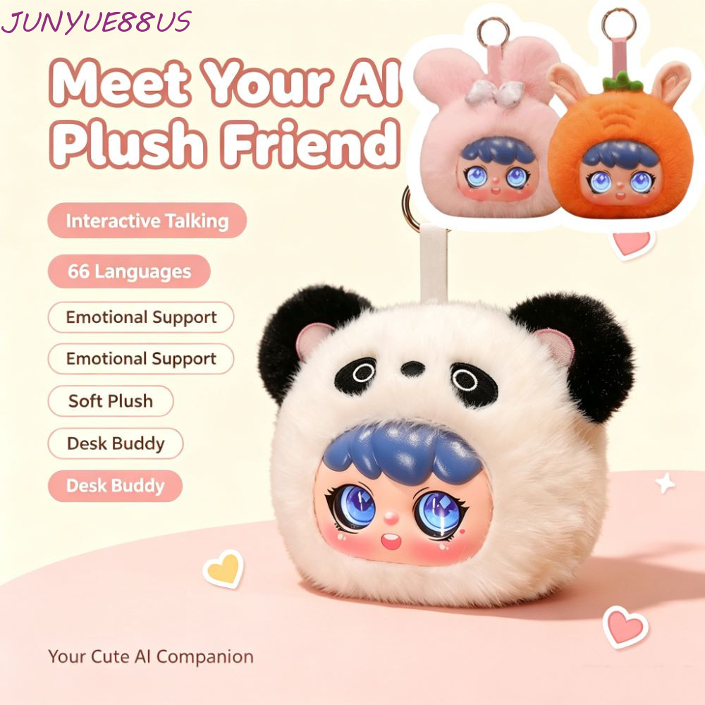 JUNYUE88US AI Plush Companion Pendant, 66 Languages Interactive Interactive Talking AI Cat Keychain, Emotional Support Plush Desk Buddy Soft Plush AI Cat Plush Toy