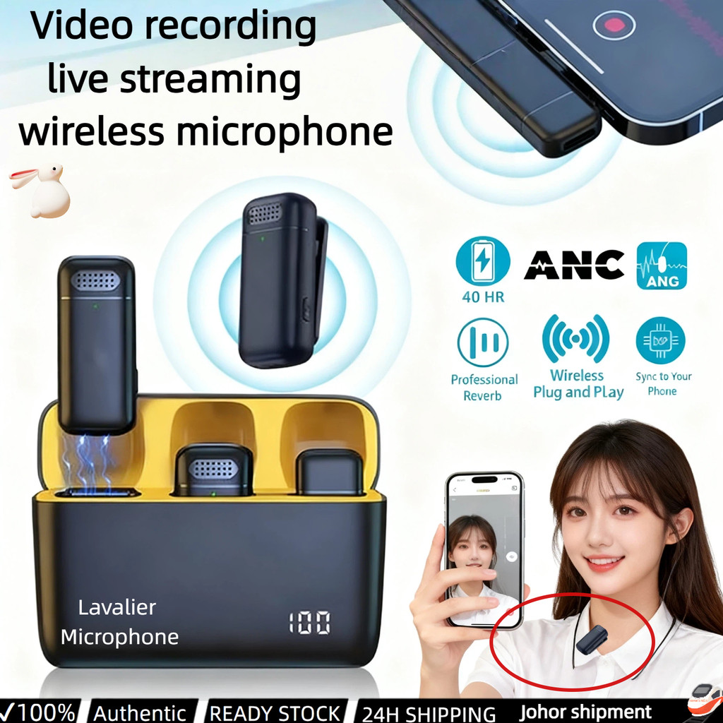 COD Microphone Live Lavalier Mini Lapel Mic With ANC Active Noise Cancelling for Smart Phone Android Type-C iOS 无线迷你麦克风