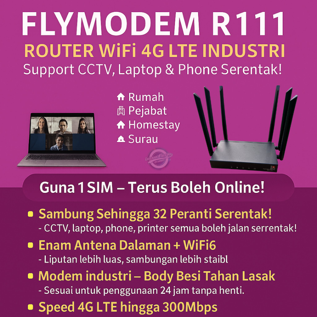 FLYMODEM ROUTER R111 B28 WIFI 6 - SUPPORT SEMUA SIMKAD