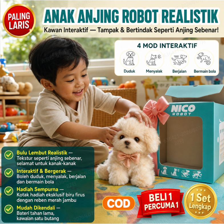 Limited Time 50%/CODRealistic Robotic Dog Plush Toy-Cute Remote Control Walking Barking, Wagging Tail, Soft and Fluffy Realistic Movements逼真机器小狗毛绒玩具A Happy Electric Companion for Children/Toy Dog/Children's Birthday Gift