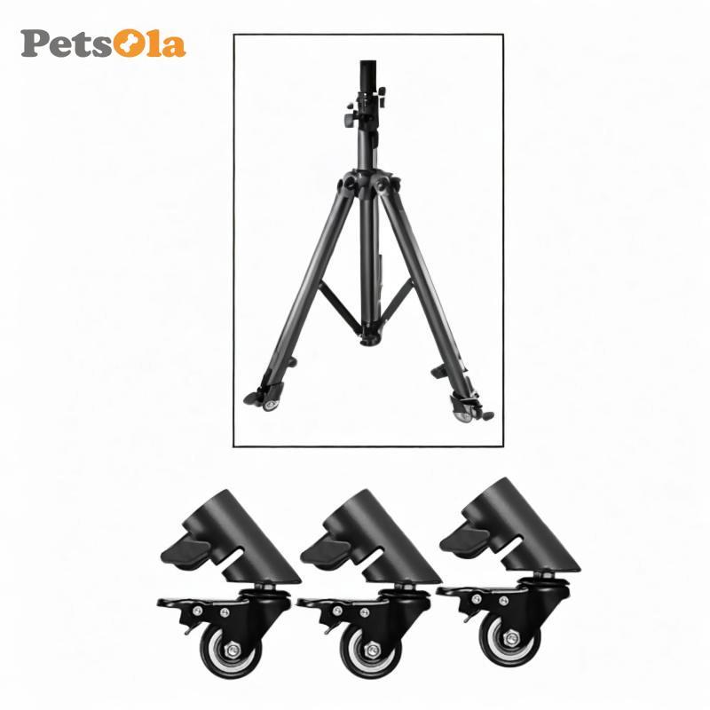 [PETSOLA] Multi-purpose Heavy Duty Tripod Swivel Caster Wheels Kit with Brake for Studio Stand Pipe 35mm