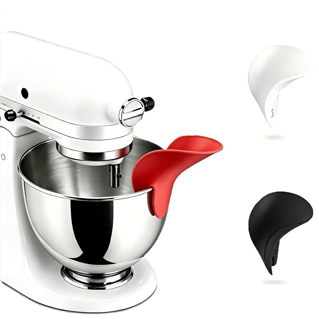 Corong Penuang untuk KitchenAid Stand Mixer: Corong Tepung Silikon Universal & Corong Penuang Klip-On untuk Mangkuk Mixer, Mudah Menuang Bahan Kering & Basah, Tidak Tercemar, Selamat untuk Mesin Cuci Pinggan
