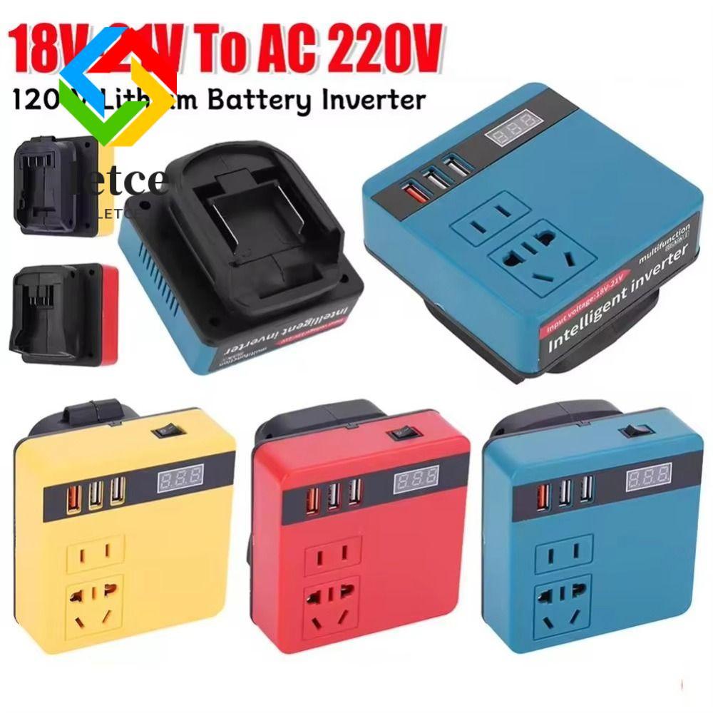 LETCE 1Pcs Smart Transformer, Dual Plug 18V 20V To 220V Battery Inverter,  Multifunctional Household 120W Outdoor Work Inverter For Makita For Dewalt For Milwaukee 18V Battery