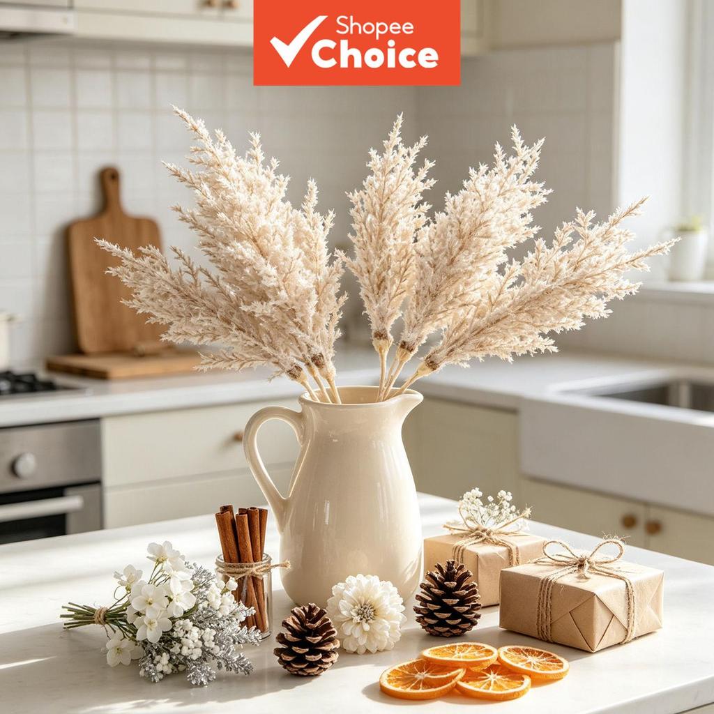 2pcs Artificial Camel-Cedar Flowers, UV-Resistant, Ideal for Home, Weddings, Indoor/Outdoor, DIY Winter/Christmas Decor 2pcs bunga tiruan warna unta, cemara UV tahan sesuai untuk hiasan rumah, perkahwinan, keaan dalam/luar, DIY musim sejuk, Krismas &